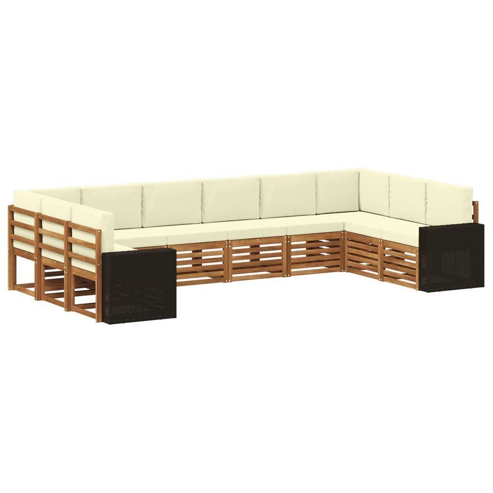 Ensemble de canapés d'extérieur 10 pc naturel et crème