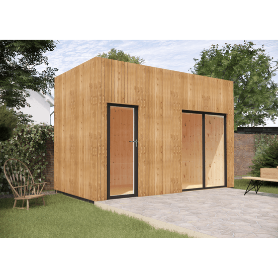 Studio de jardin bien isolé en bois 4,4 x 2,4 x 3,2 m / isolation re2020 avec plancher isolé / menuiseries alu k-line