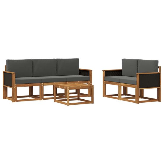 Ensemble de canapés d'extérieur 6 pc naturel et anthracite