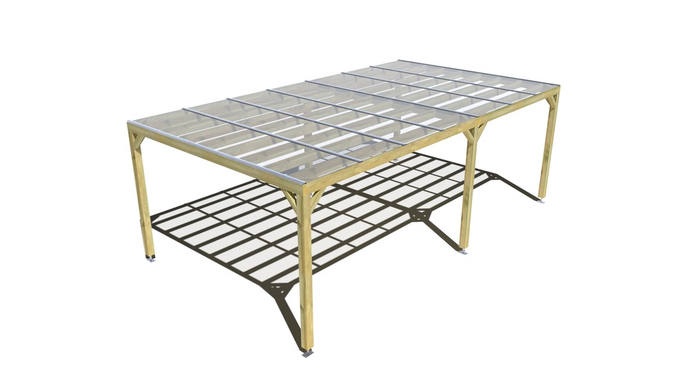 Pergola bois • 7m x 4m • indépendante • sens largeur • couverture étanche transparente incluse • livraison comprise