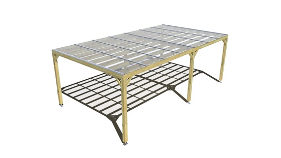 Pergola bois • 7m x 4m • indépendante • sens largeur • couverture étanche transparente incluse • livraison comprise