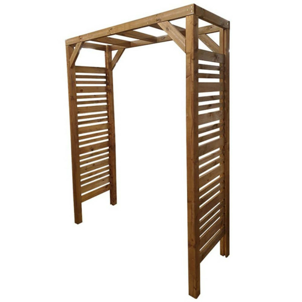 Pergola teintée brun en bois lign z