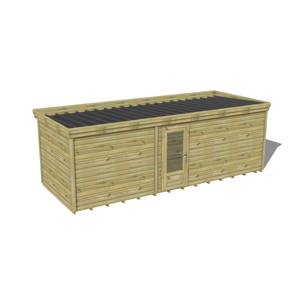 Abri de jardin bois pin traité autoclave 27mm - 6,895x2,64m / 18m2 - bac acier - plancher bois