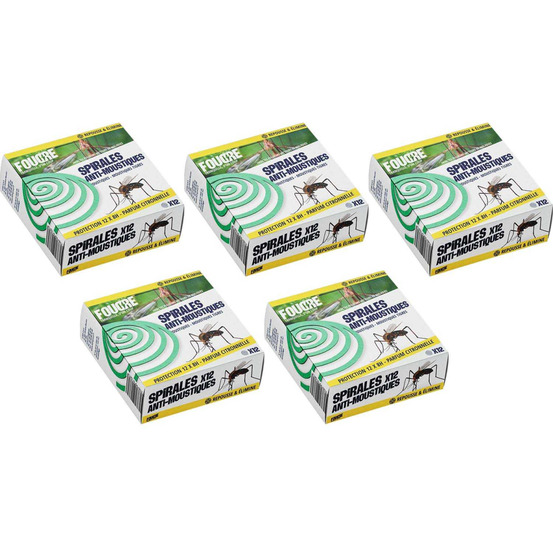 Spirales antimoustiques insecticides et répulsives lot de 5 boites de 12 spirale