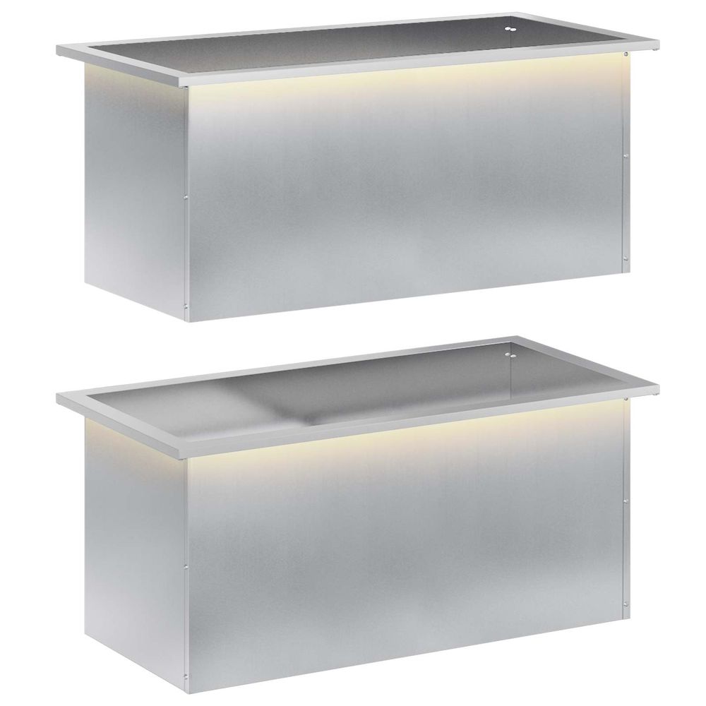 Jardinière d'extérieur de jardin avec led 2 pc argenté 40 x 80 x 40 cm