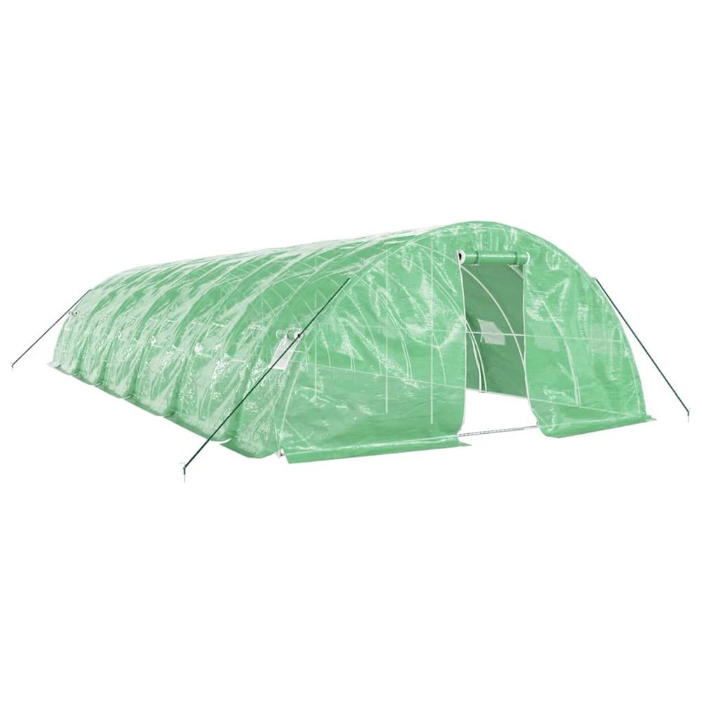 Serre avec cadre en acier vert 60 m² 12x5x2,3 m