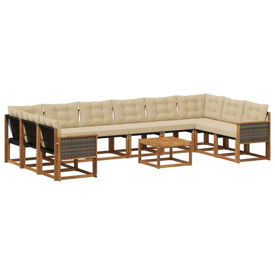 Ensemble de canapés d'extérieur 11 pc naturel et beige
