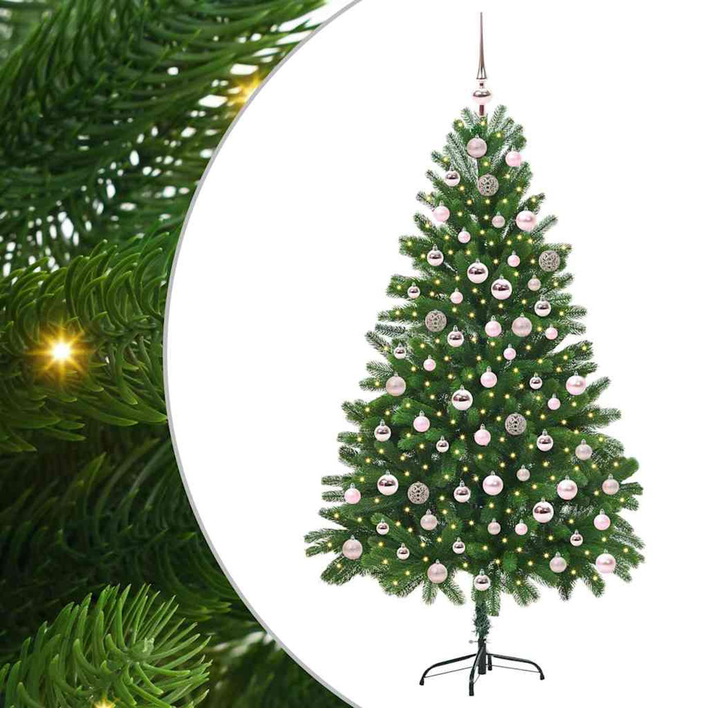 Sapin de noël avec 300 led avec support vert 210 cm pe