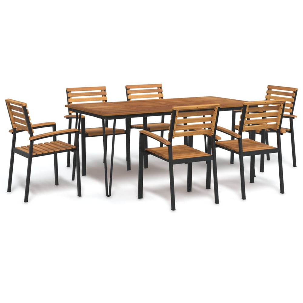 Ensemble à manger de jardin 7 pcs bois d'acacia solide et métal