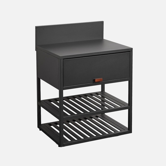 Module de cuisine extérieure acier 1 armoire 2 étagères l80cm noir - thira
