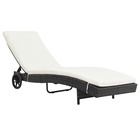 Transat chaise longue bain de soleil lit de jardin terrasse meuble d'extérieur avec roues et coussin résine tressée noir 02_0