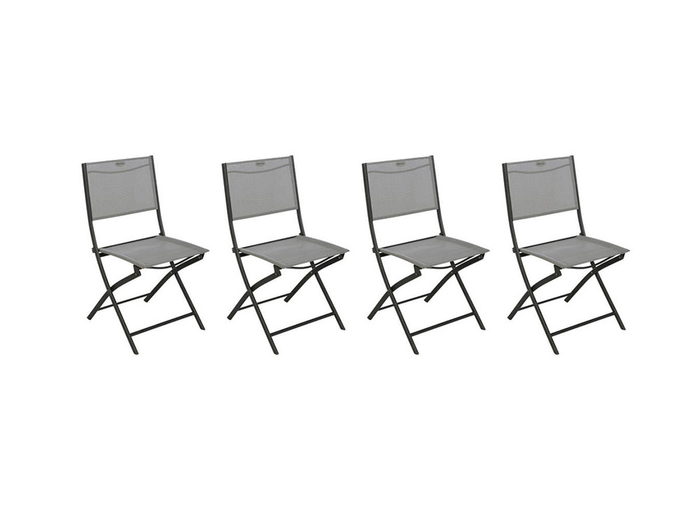 Lot de 4 chaises de jardin pliante métal modula galet / graphite