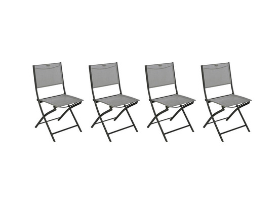 Lot de 4 chaises de jardin pliante métal modula galet / graphite