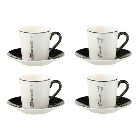 Lot de 4 tasses à café & sous-tasses