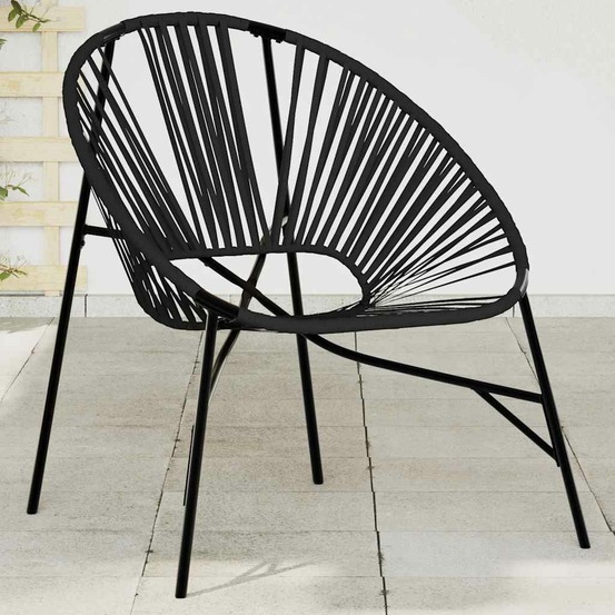 Chaise œuf de jardin noir résine tressée