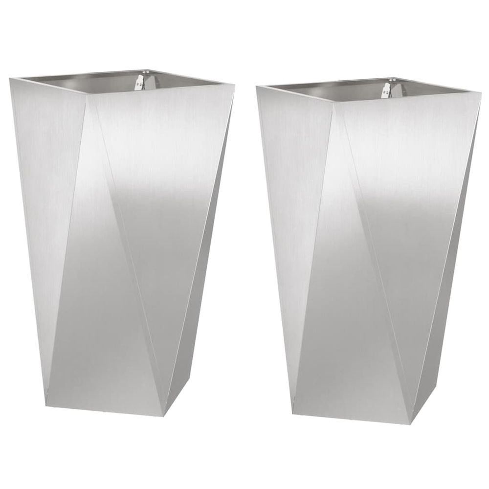 Jardinière 2 pcs argent 40 x 40 x 75 cm acier inoxydable