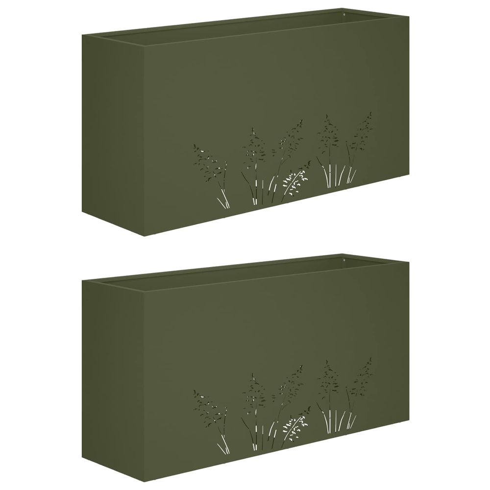 Cache-pot de jardin 2 pc vert olive 100 x 30 x 49 cm
