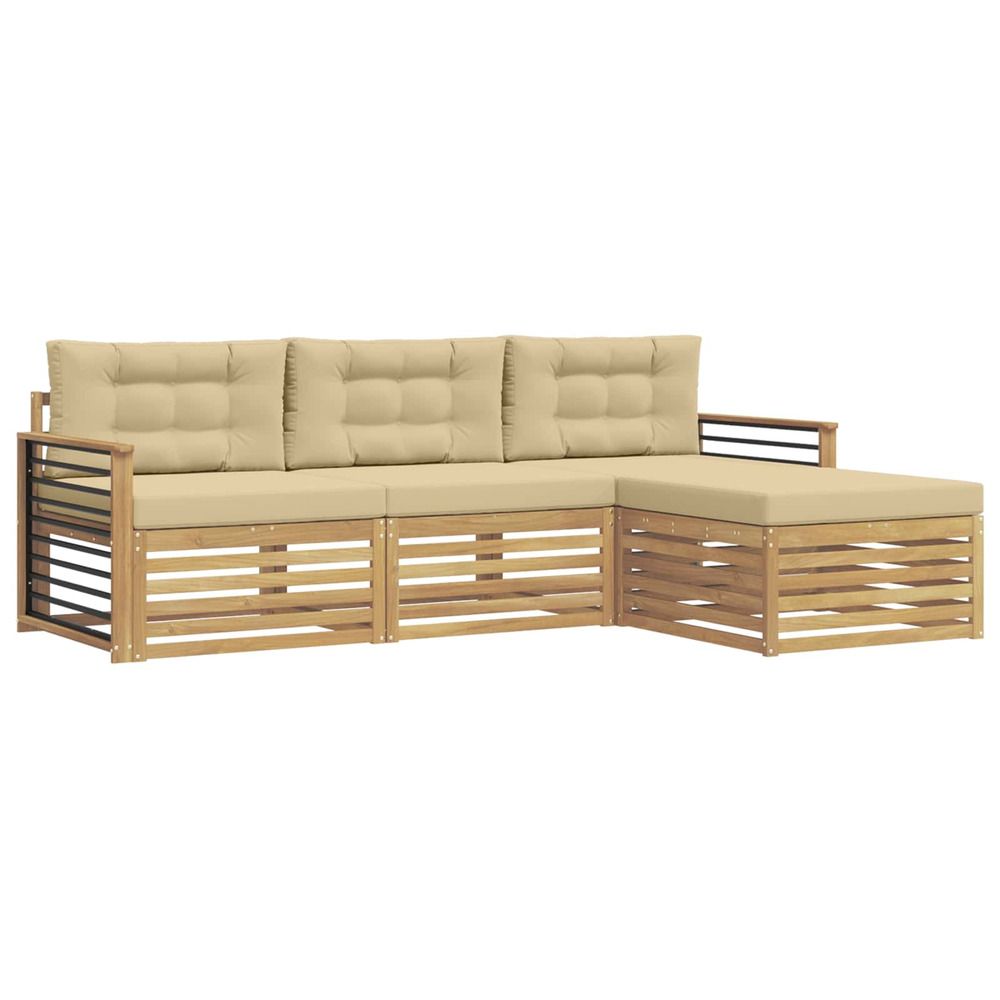 Ensemble de canapés d'extérieur 4 pc blanc et beige polyester