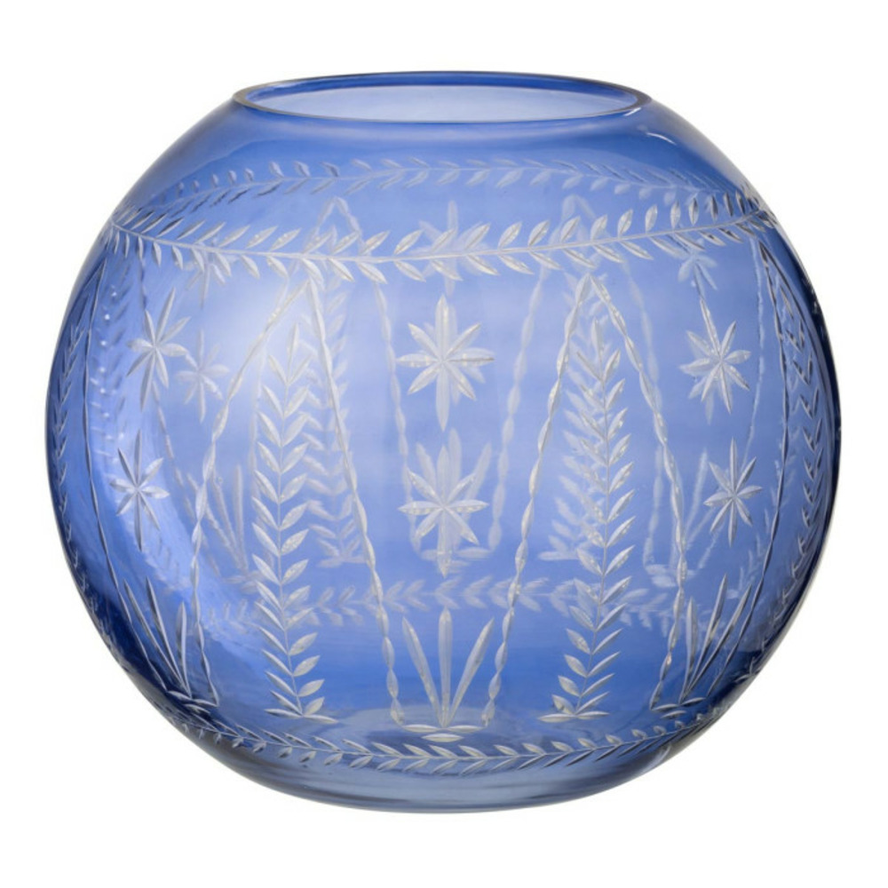 Vase rond en verre tarifa 27cm bleu