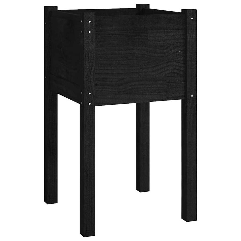 Jardinière d'extérieur d'extérieur noir 40x40x70 cm bois de pin massif