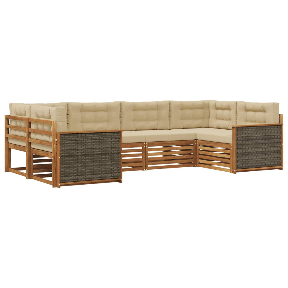Ensemble de canapés d'extérieur 6 pcs naturel et beige