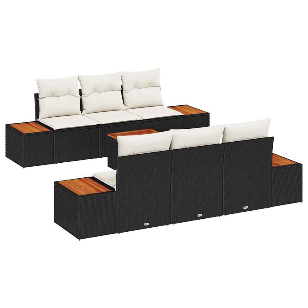 Ensemble de canapé de jardin 7 pc noir poly rotin