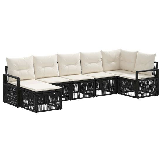Ensemble de canapé de jardin 7 pc noir polyrotin