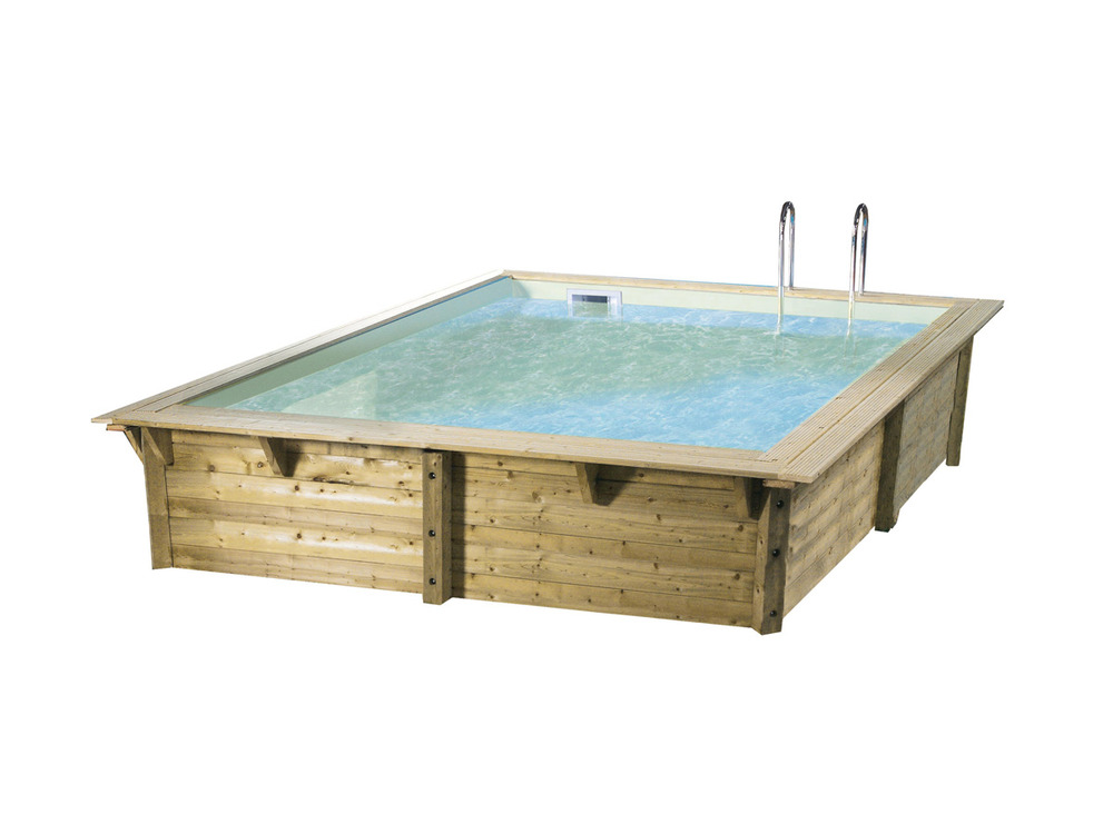 Piscine bois azura 3,00 x 3,00 x 1,26 m - liner beige