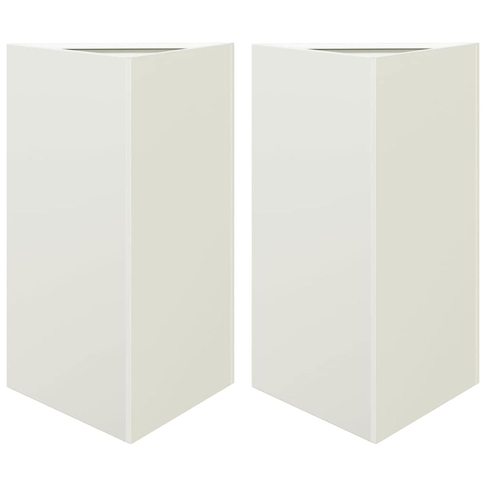 Jardinières 2 pcs blanc triangulaire 50x43x75 cm acier