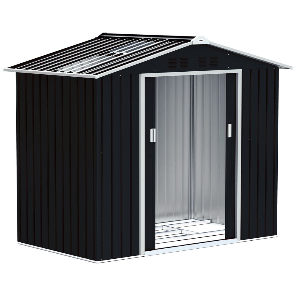 Abri de jardin acier extérieur rangement portes coulissantes 213x130 cm gris - comfortxl outdoor living