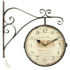 Horloge de gare ancienne double face château grand bordeaux 24cm - fer forgé - blanc