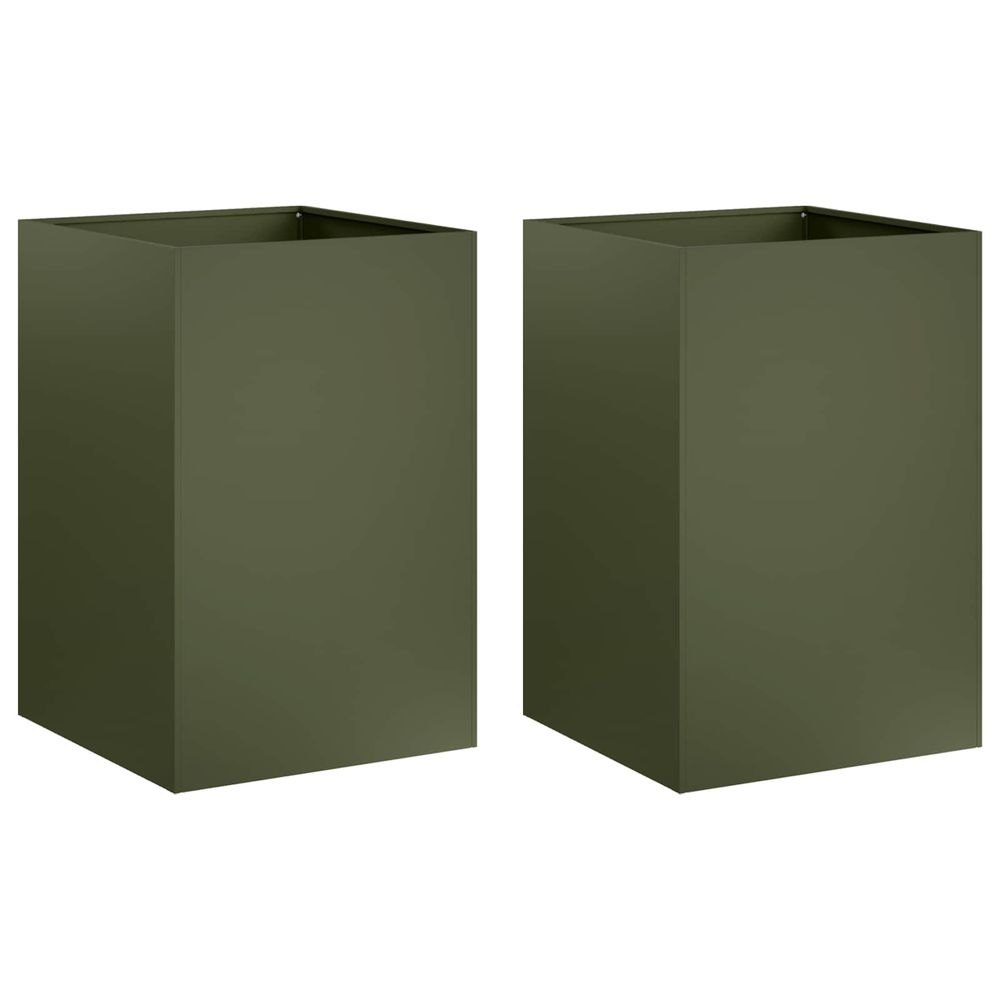 Cache-pot de jardin 2 pc vert olive 40 x 40 x 75 cm