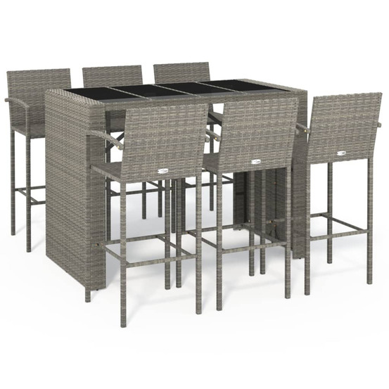 Ensemble de bar de jardin 7 pcs gris résine tressée