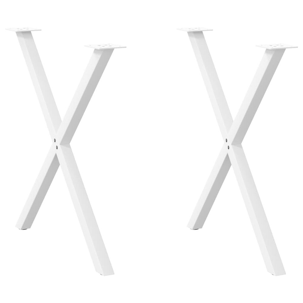 Pieds de table à manger en forme de x, 2 pièces, blanc, 80 x (72-73) cm, acier