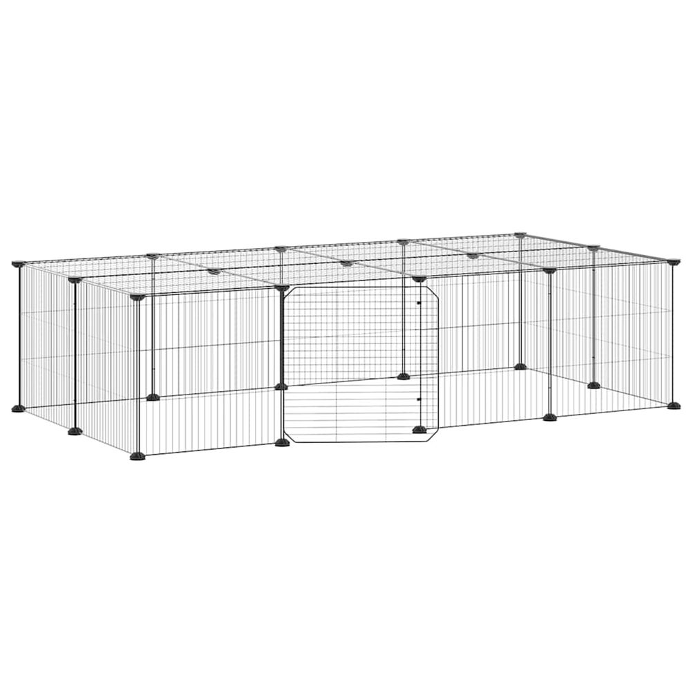 Cage animaux de compagnie à 20 panneaux et porte noir 35x35 cm