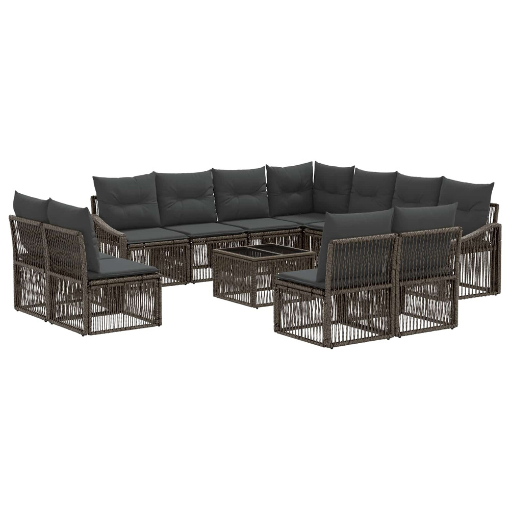 Ensemble de canapé de jardin 12 pcs gris polyrotin