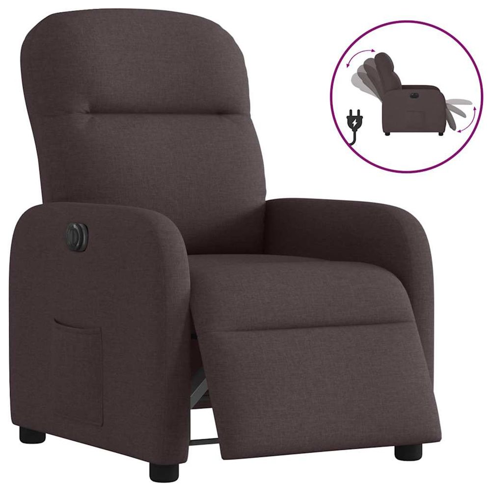Fauteuil inclinable électrique marron foncé tissu