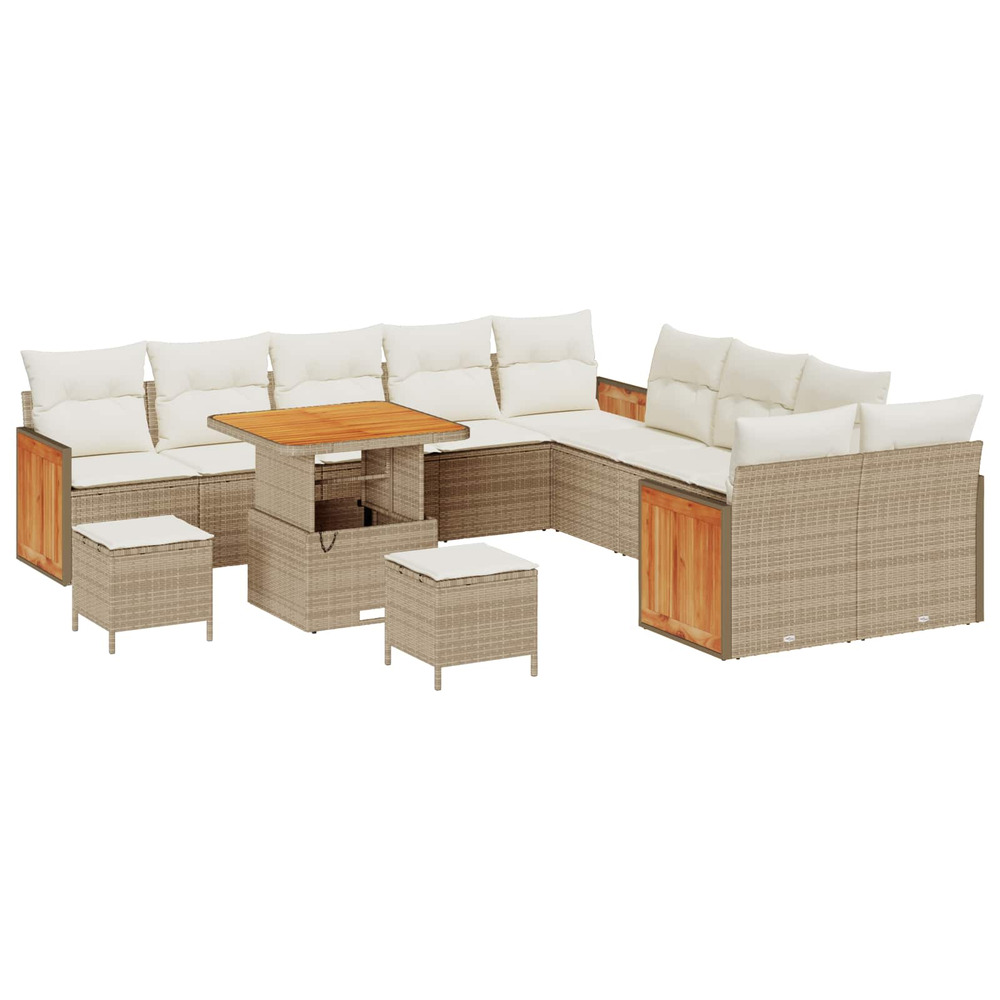 Ensemble de canapé de jardin avec coussin 13 pcs beige et crème