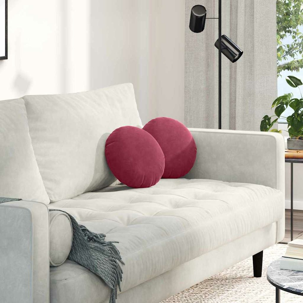 Coussins de siège 2 pcs bordeaux ø30 x 13 cm velours