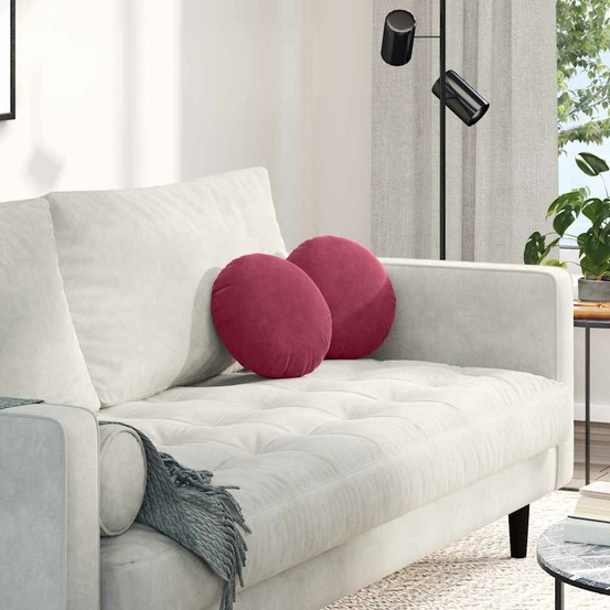 Coussins de siège 2 pcs bordeaux ø30 x 13 cm velours