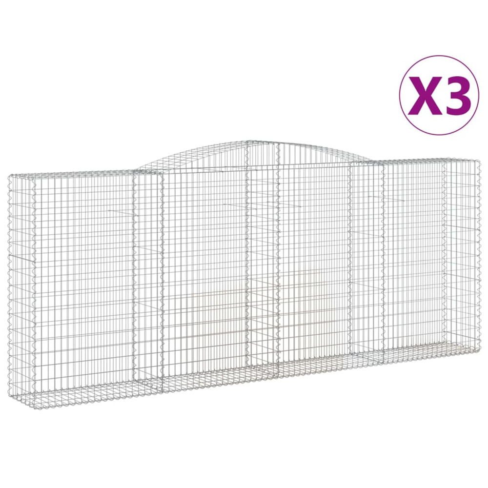 Paniers à gabions arqués 3 pcs 400x50x160/180 cm fer galvanisé
