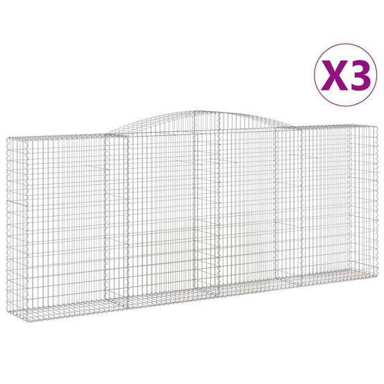Paniers à gabions arqués 3 pcs 400x50x160/180 cm fer galvanisé