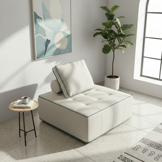 Fauteuil zen 1 place - blanc et sauge