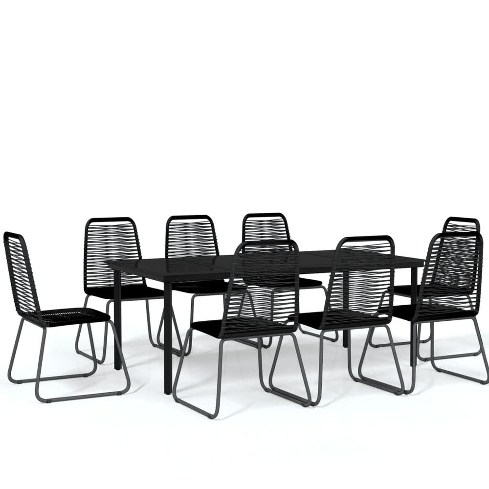 Ensemble de salle à manger de jardin meuble extérieur 9 pièces noir