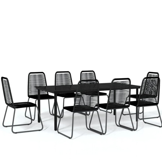 Ensemble de salle à manger de jardin meuble extérieur 9 pièces noir