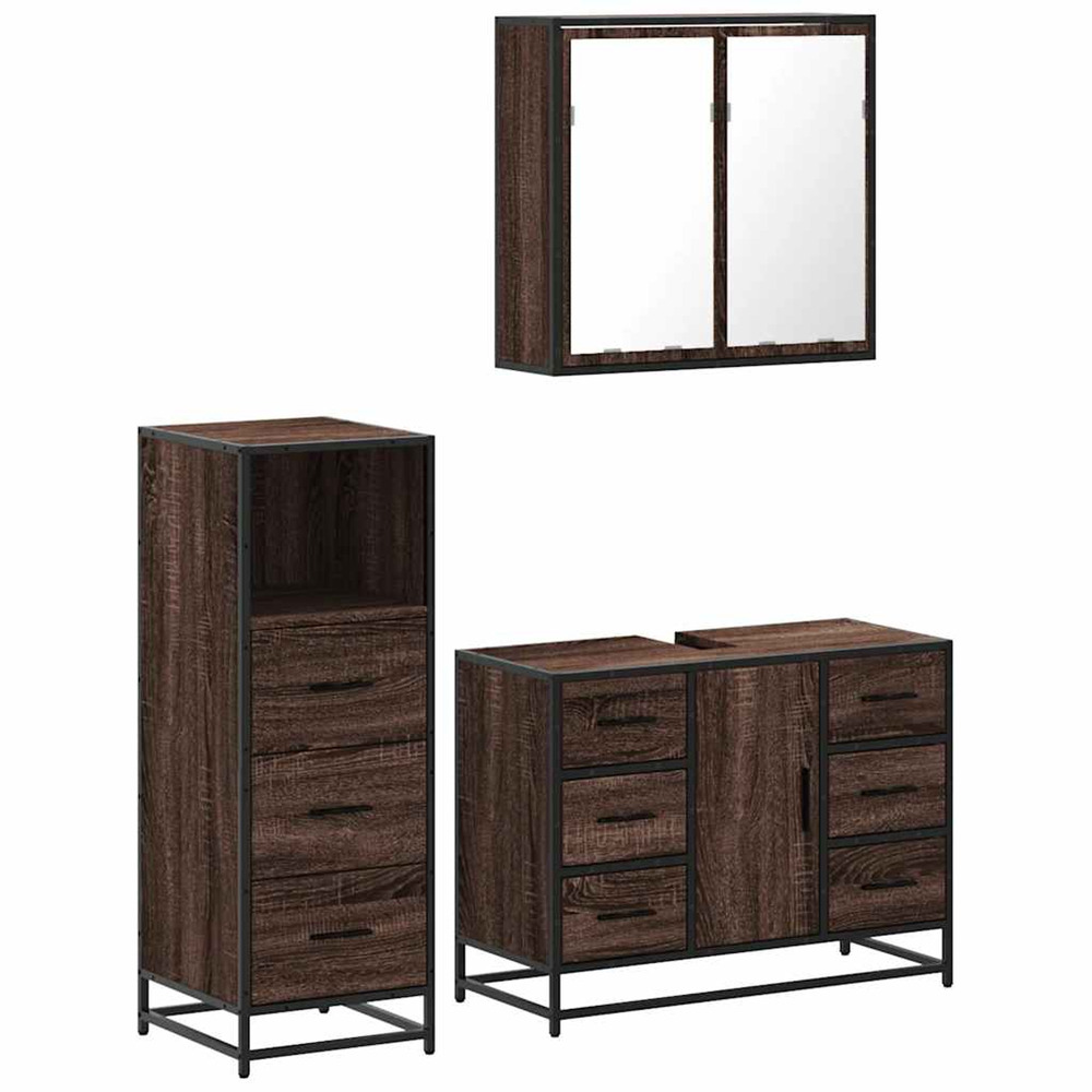 Ensemble de meubles de salle de bain 3 pcs chêne marron