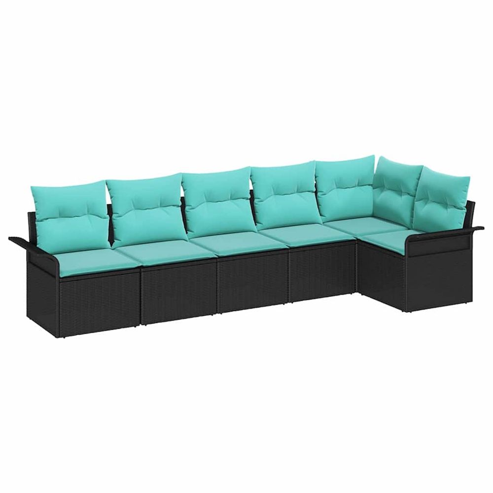 Ensemble de canapé de jardin 6 pc noir polyrotin