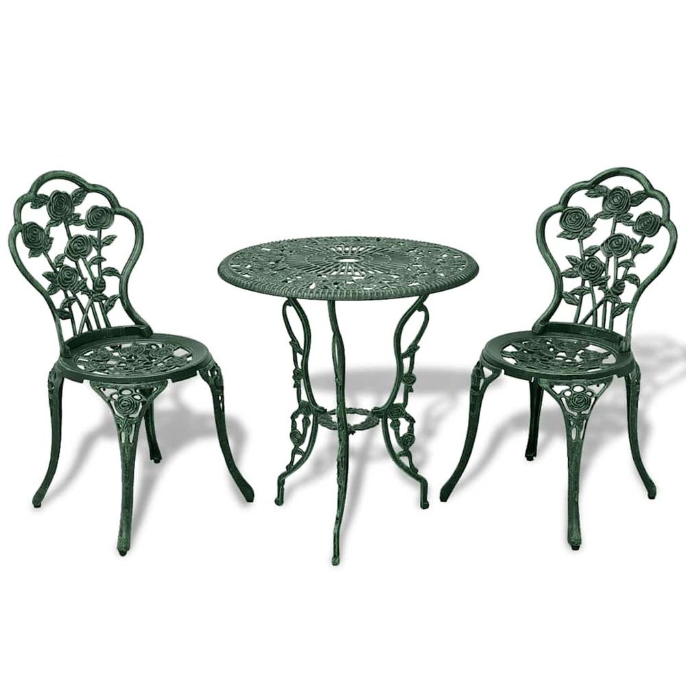Ensemble de bistro 3 pcs aluminium coulé vert