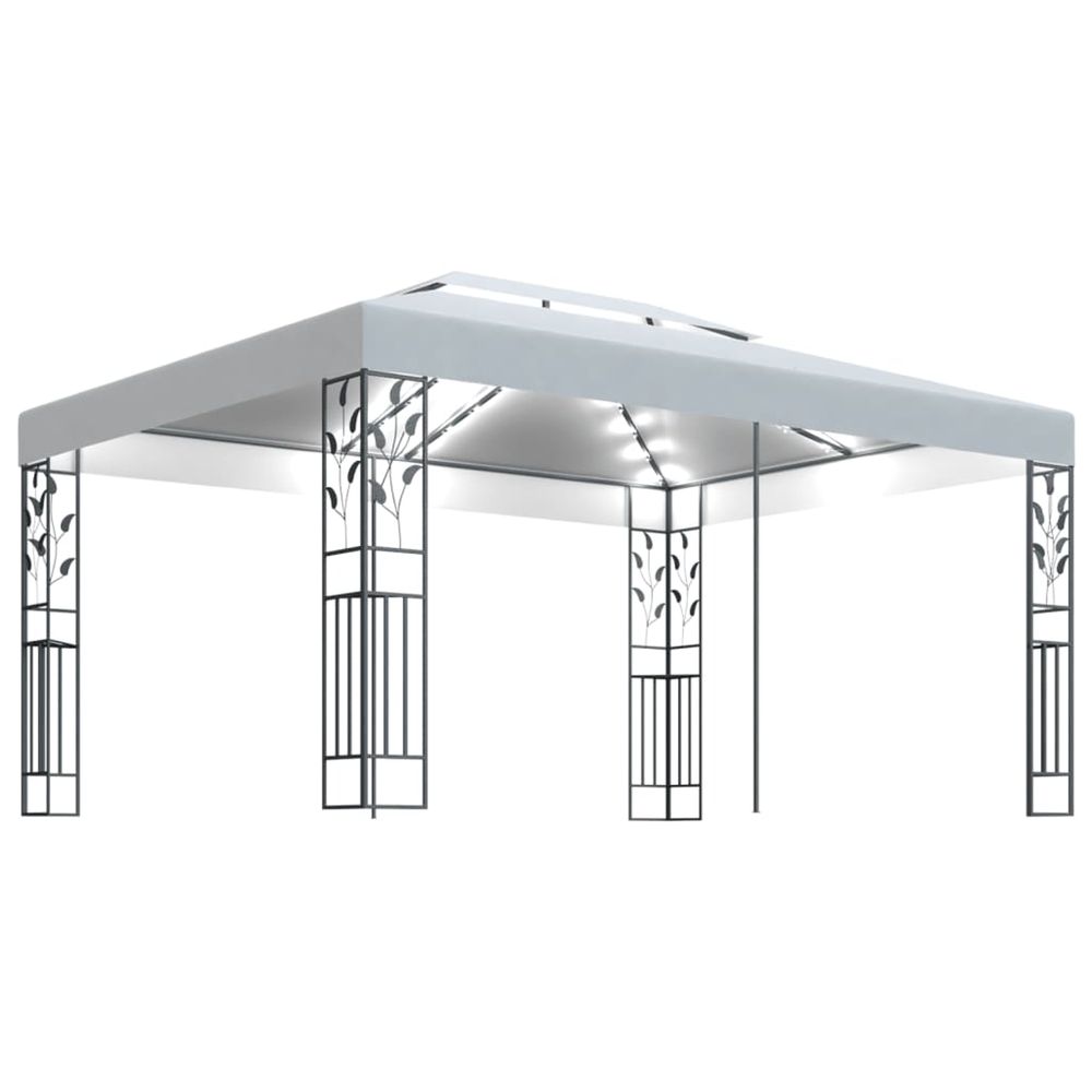 Tonnelle avec double toit et lumières led 3x4 m blanc