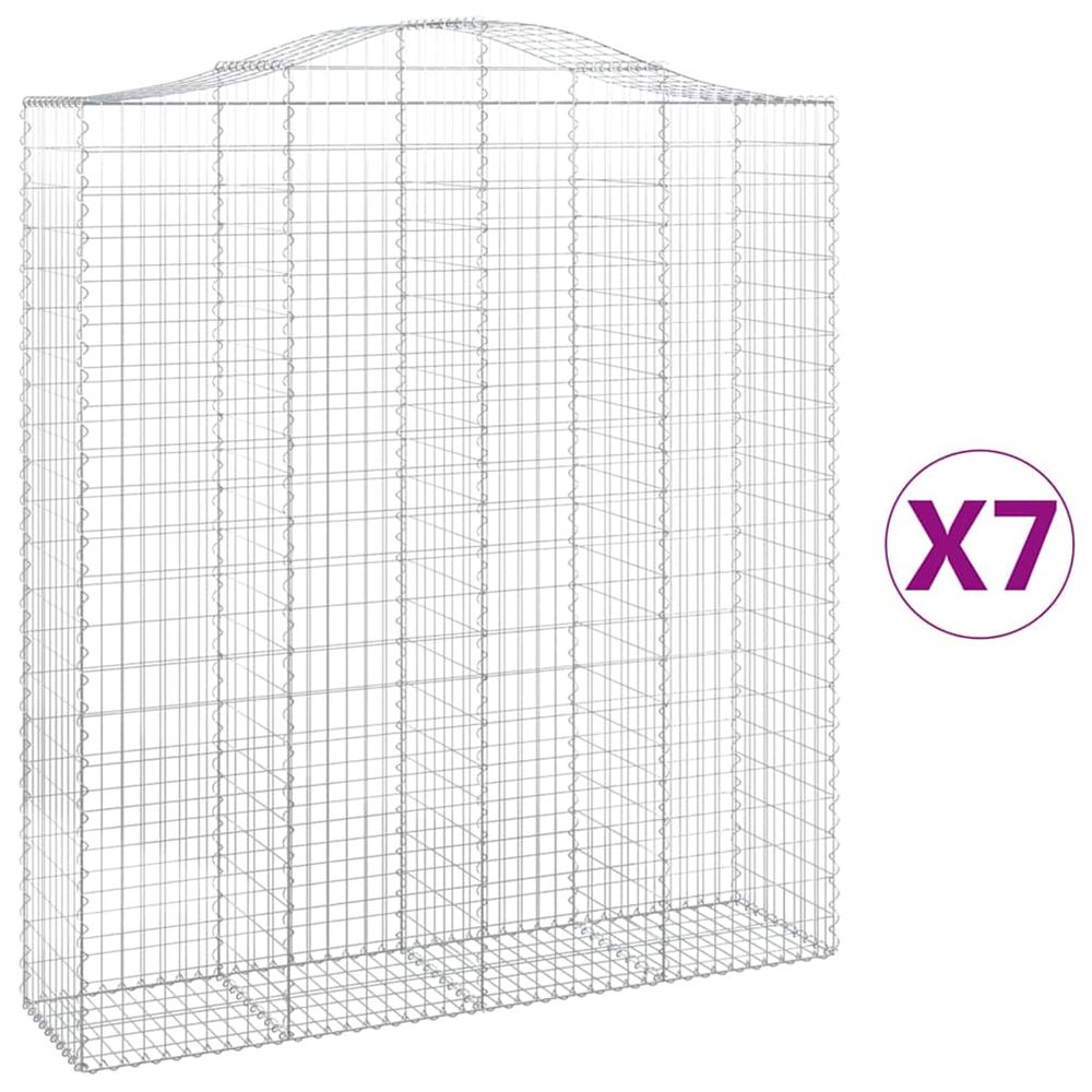 Paniers à gabions arqués 7 pcs 200x50x220/240 cm fer galvanisé